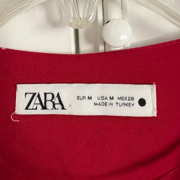 ZARA RED Ruffled POPLIN MIDI DRESS. SIZE MEDIUM - Picture 4 of 6